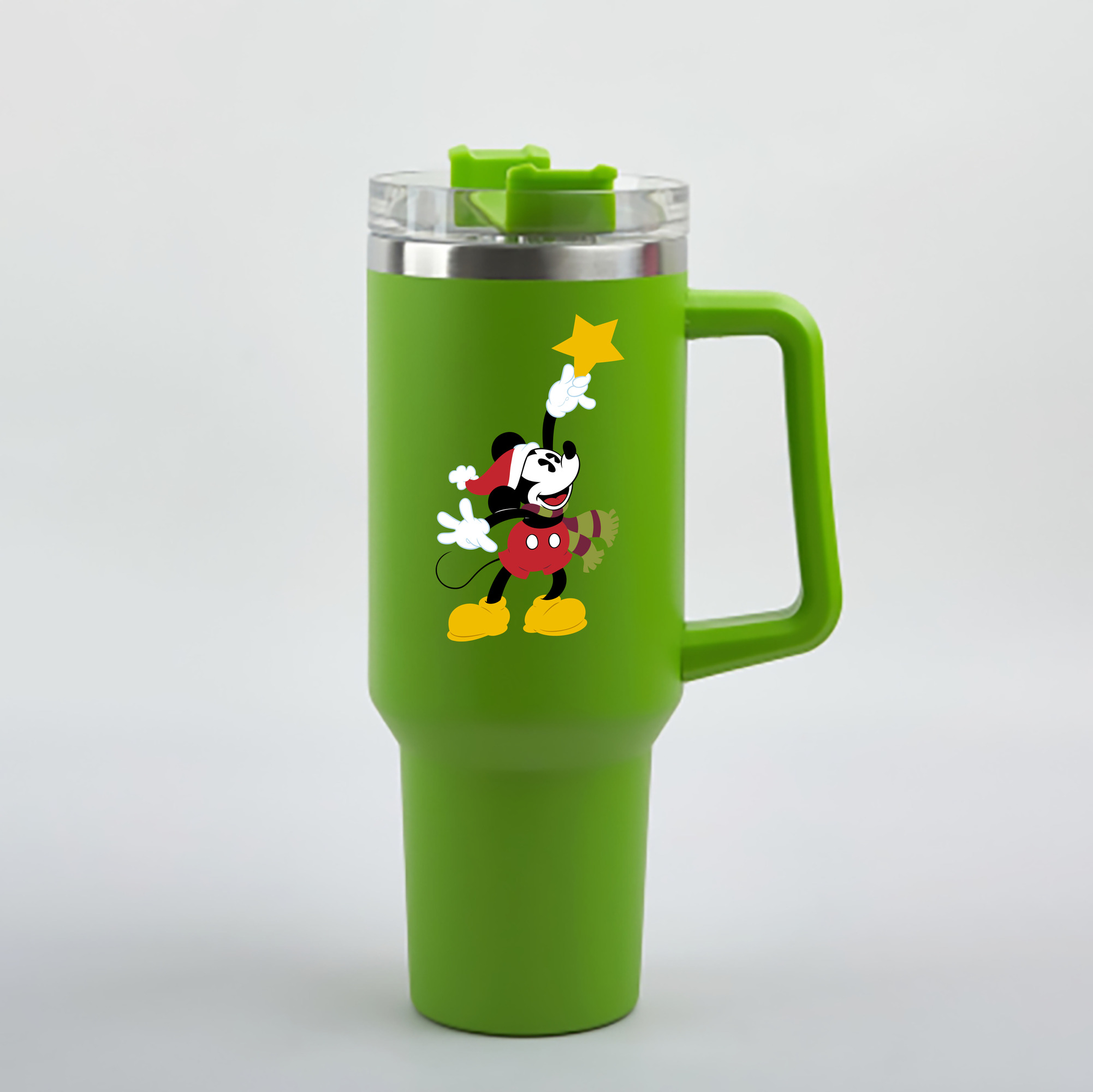 （画像用） ミッキーマウス Mickey Mouse 1200mL車用タンブラー - クリスタルステッカー（プラスチックストロー付き）